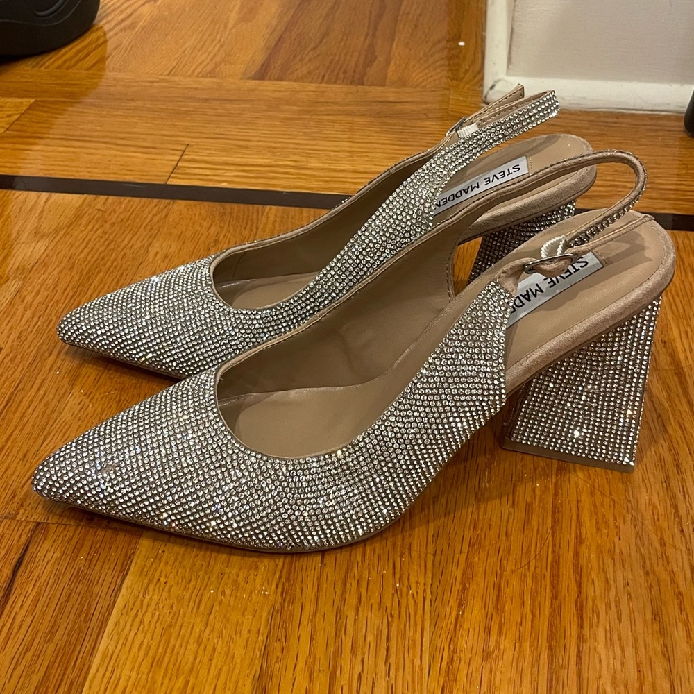 Steve Madden Silver Rhinestone Heel
